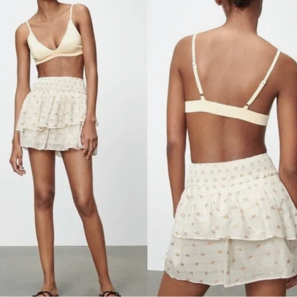 Zara Dresses & Skirts - NWT Zara Jacquard Metallic Thread Bohemian Tiered Mini Skirt